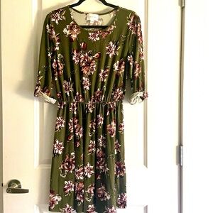 French Grey Floral Dress Sz M